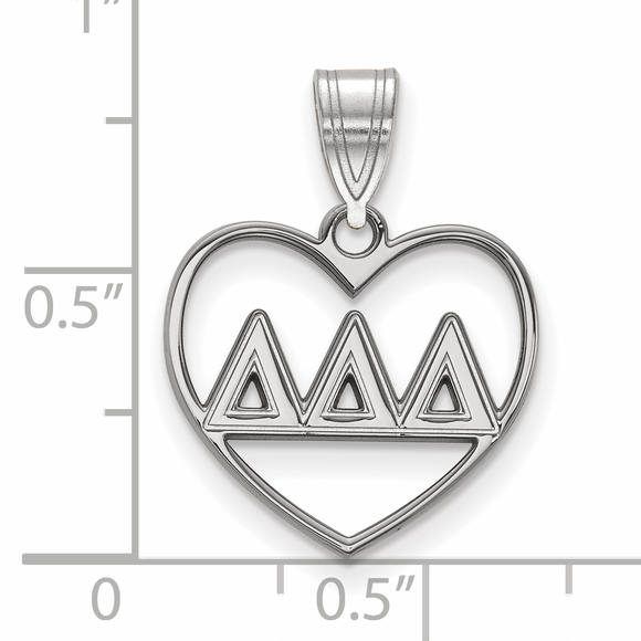 Sterling Rhodium-plated Delta Delta Delta Sorority Greek  Heart Pendant - Picture 2 of 2
